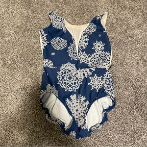 Eleve Navy and White Snowflake Leotard